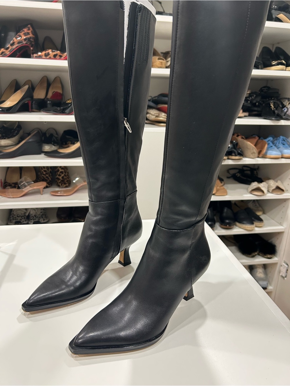 Dolce Vita Black Over-the-Knee Pointed-Toe Leather Boots 5